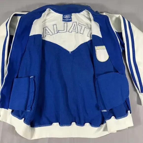 Italy Italia Jacket Mens Large Blue White Soccer Full Zip Track Top Stylo - Picture 9 of 16